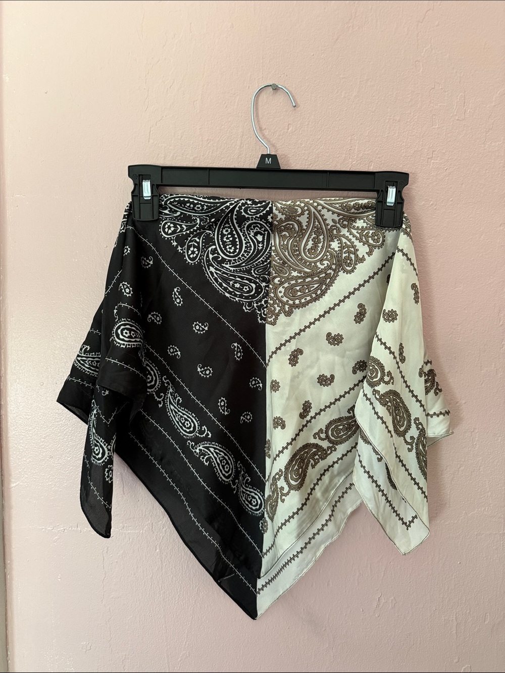 Silk Black & White Paisley Bandana Head Scarf